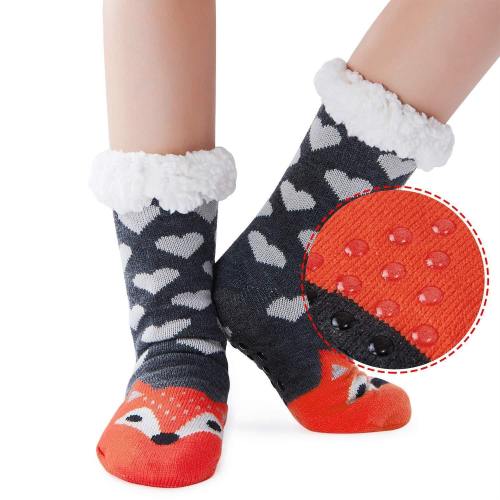 Slipper Sherpa Gray Socks Women Fleece Lining Fuzzy Soft Funny Stockings Knit Christmas Socks
