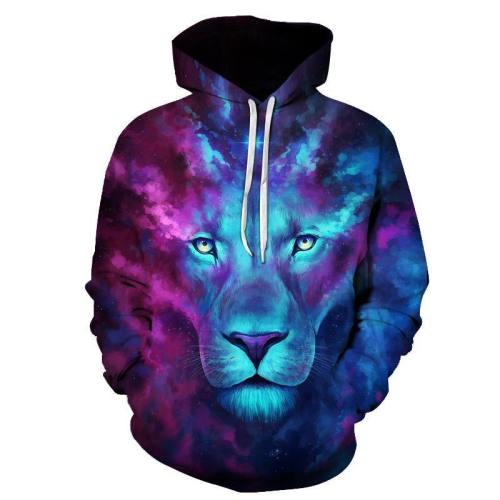 Blue Lion Face Hoodies 3D Printed Sweatshirt