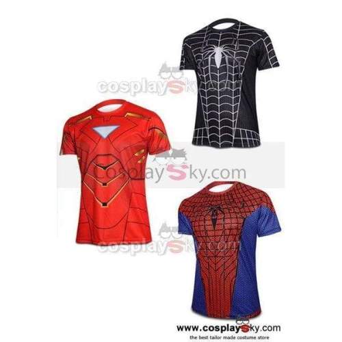 Super Hero Iron Man Spider Man Tee Costume T-Shirt