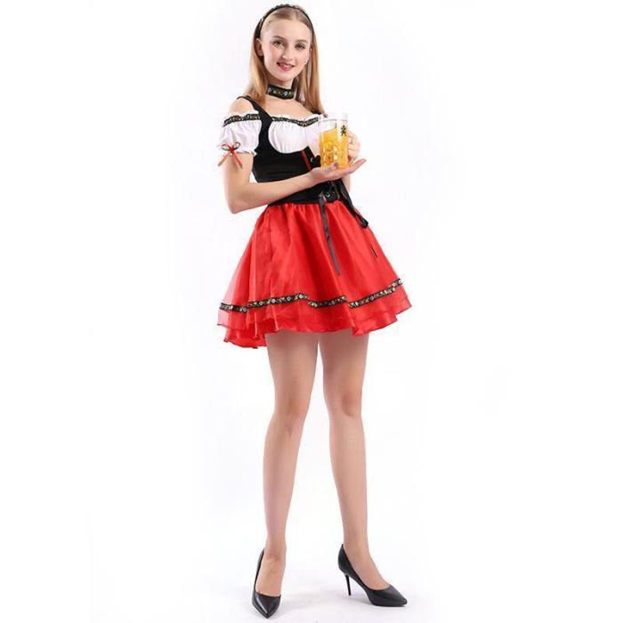 Oktoberfest Women Uniform Maid Outfit Beer Costume Dress