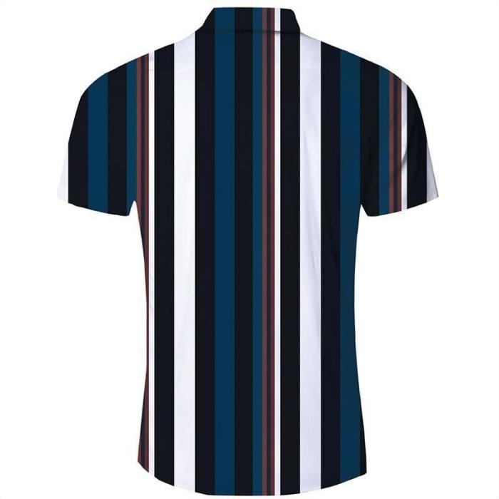Men'S Hawaiian Short Sleeve Shirts Stripe Printing