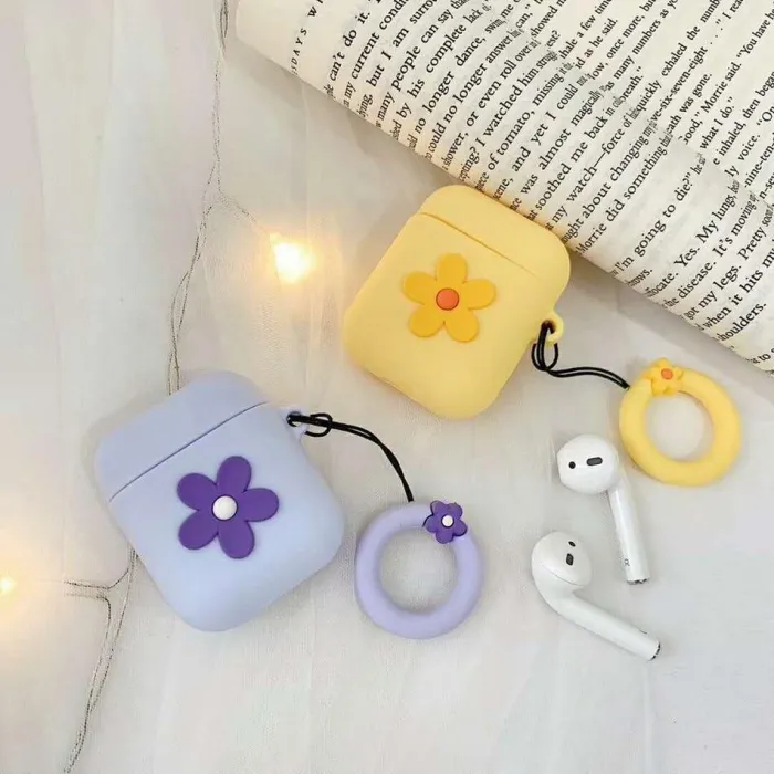 Lovely Pastel Flower Candy Airpods Protective Case Cover With Matching Key Ring
