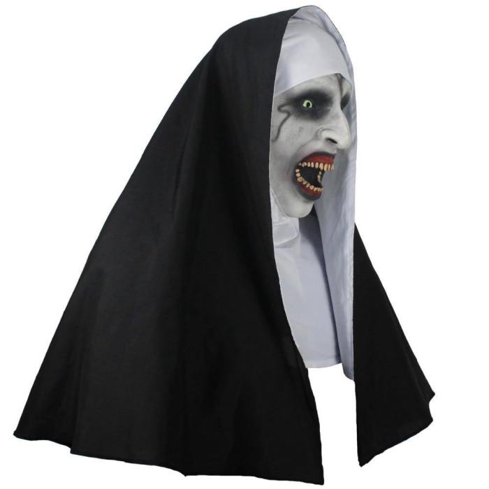 The Nun Horror Mask Cosplay Valak Scary Latex Masks With Headscarf Full Face Helmet Halloween Party Props