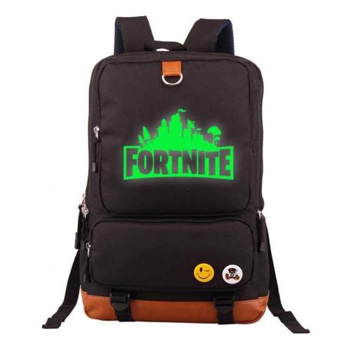 Game Fortnite 17  Canvas Student Backpack - Green Luminous