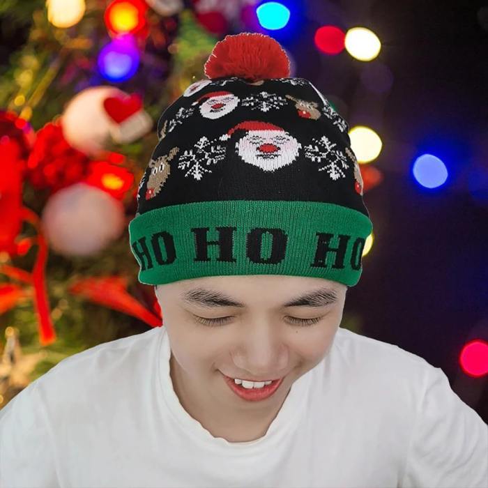 Christmas Beanie Hat With Colorful Led Lights
