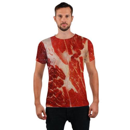Mens T Shirt 3D Printing Beef Meat Printed Pattern