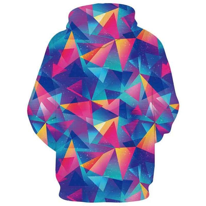 Mens Hoodies 3D Printed Triangle Pattern Printing Hoodies