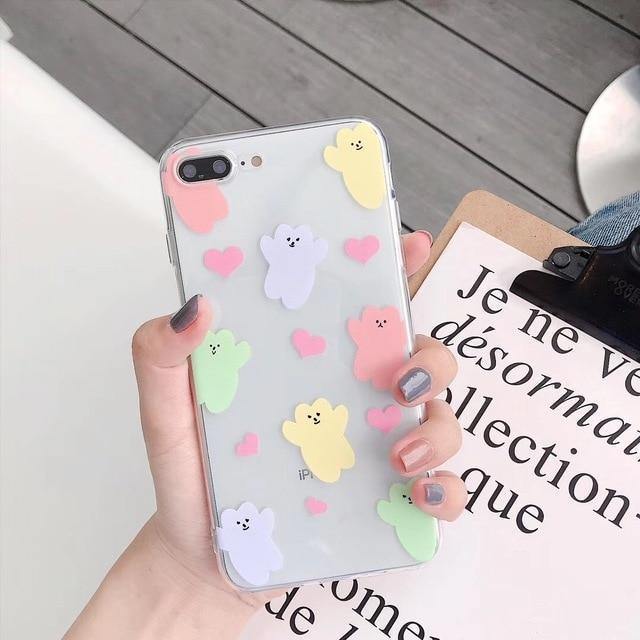 Cute Colorful Candy Bear Transparent Phone Case