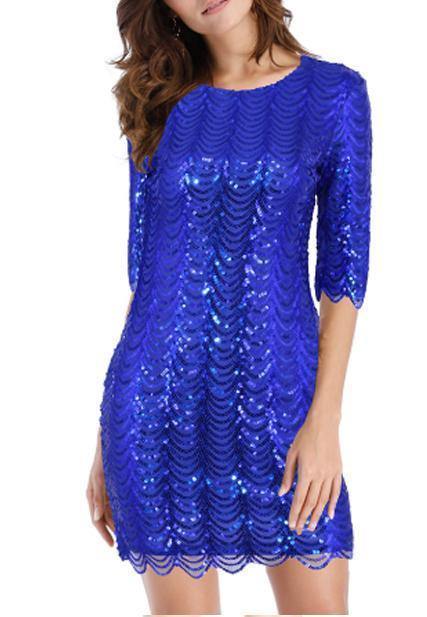 Sexy Fish Scale Sequined Sleeve Nightclub Dress