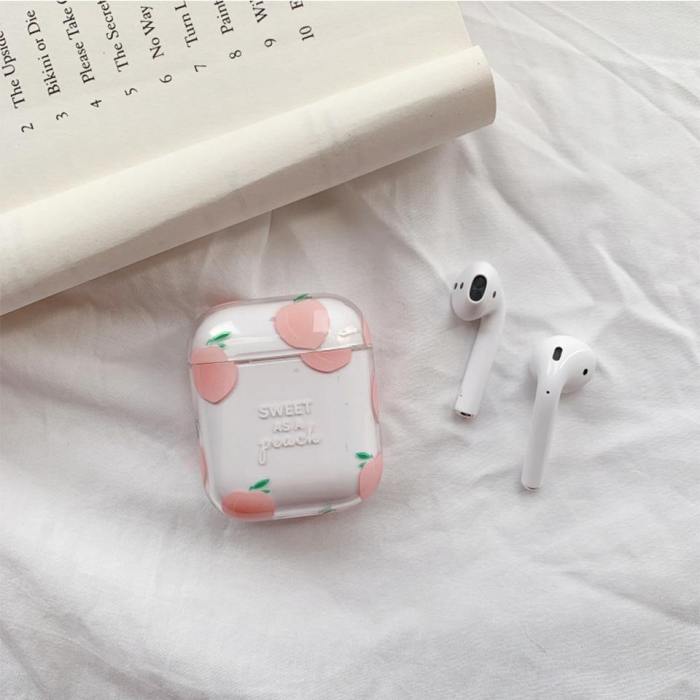 Sweet Peach Cherry Transparent Apple Airpods Protective Case Cover
