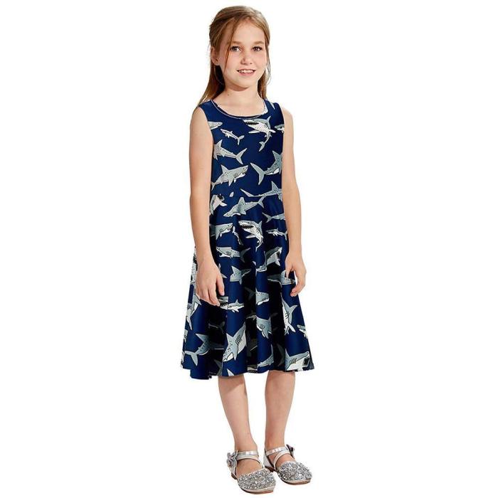 Toddler Girls Summer Dress Shark Sleeveless Casual Dress