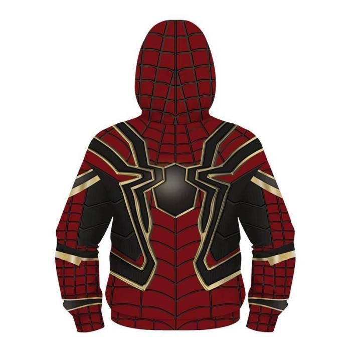 Kids Novelty Hoodie Spide-Man Full-Zip Hooded Tops Cozy Sweatshirt