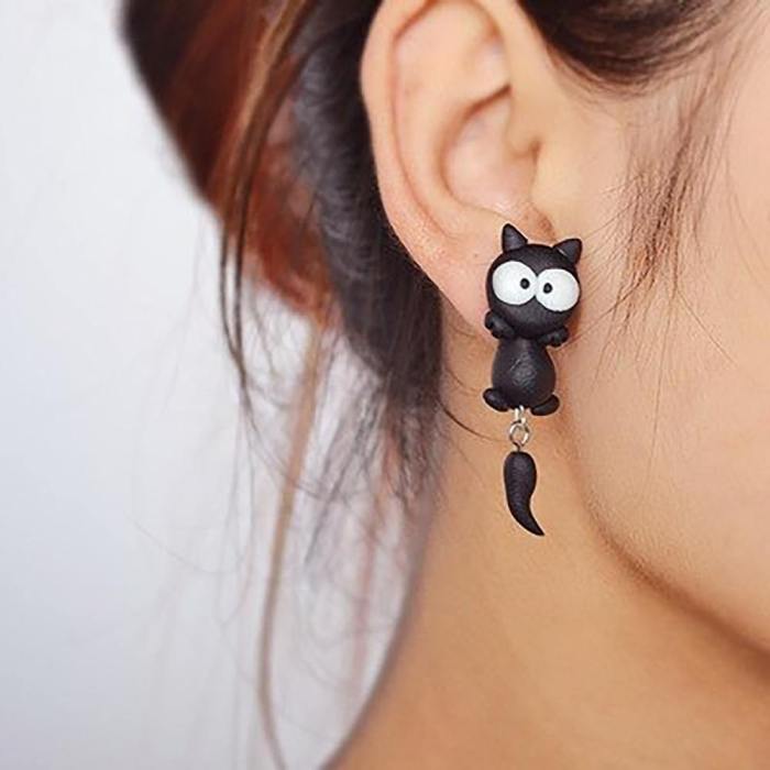 3D Polymer Clay Cartoon Animal Stud Earrings