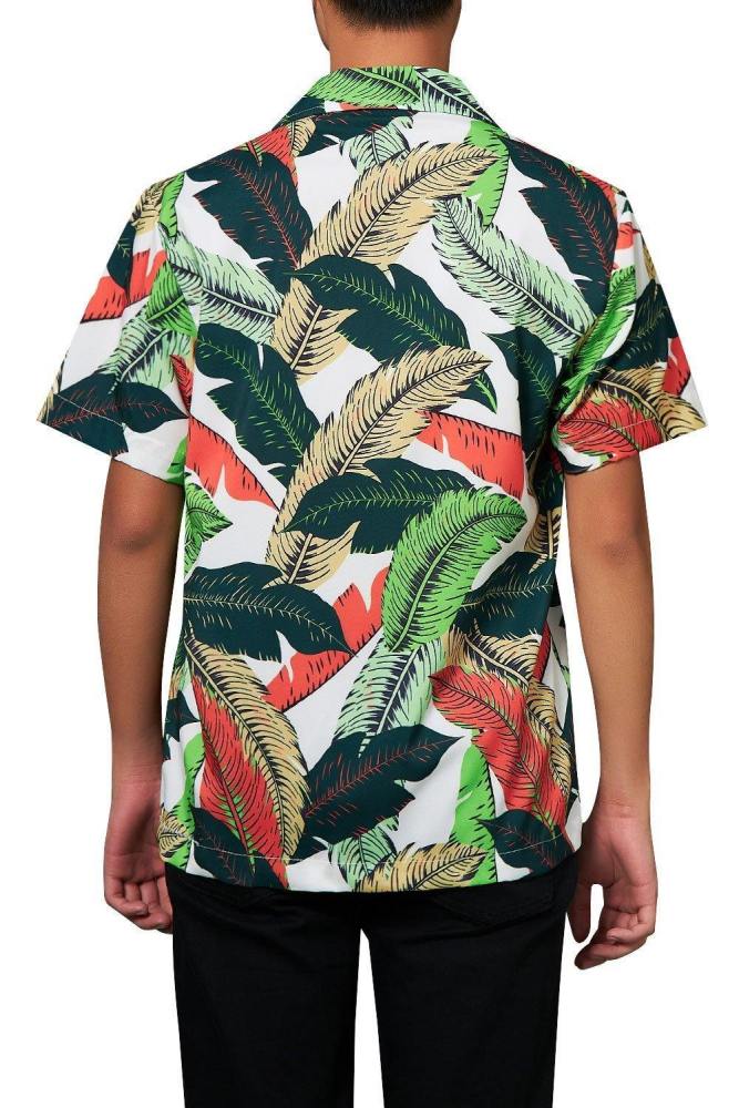 Men'S Hawaiian Shirt Summer Leaf Printing