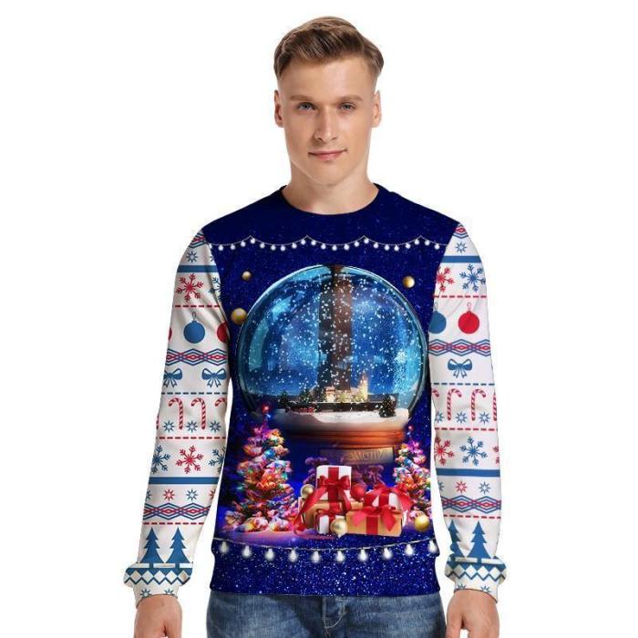 Mens Pullover Sweatshirt 3D Printed Christmas Dream Long Sleeve Shirts