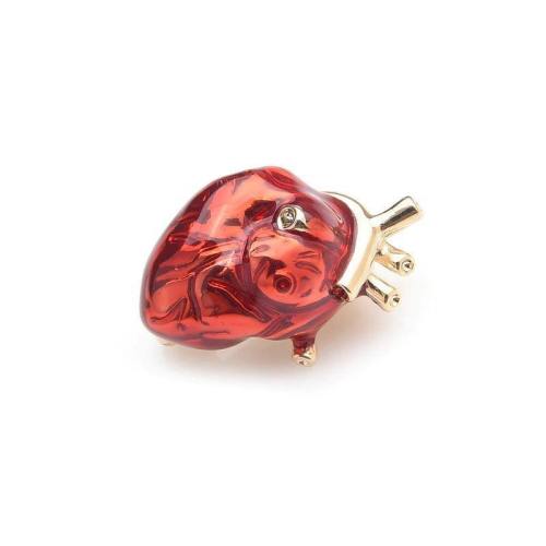 Realistic Human Heart Enamel Brooch