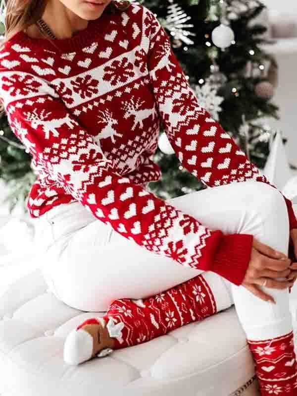 Ugly Christmas Reindeer Snowflake Pullover Sweater