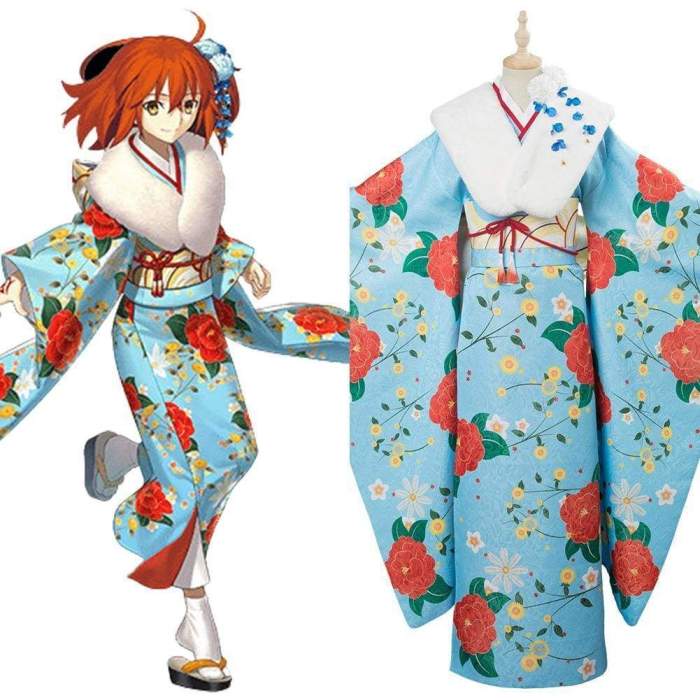Fate/Grand Order Fujimaru Ritsuka Cosplay Costume New Year Kimono Outfit