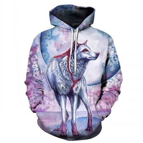 Brave And Blooming White Wolf 3D Print Hoodie