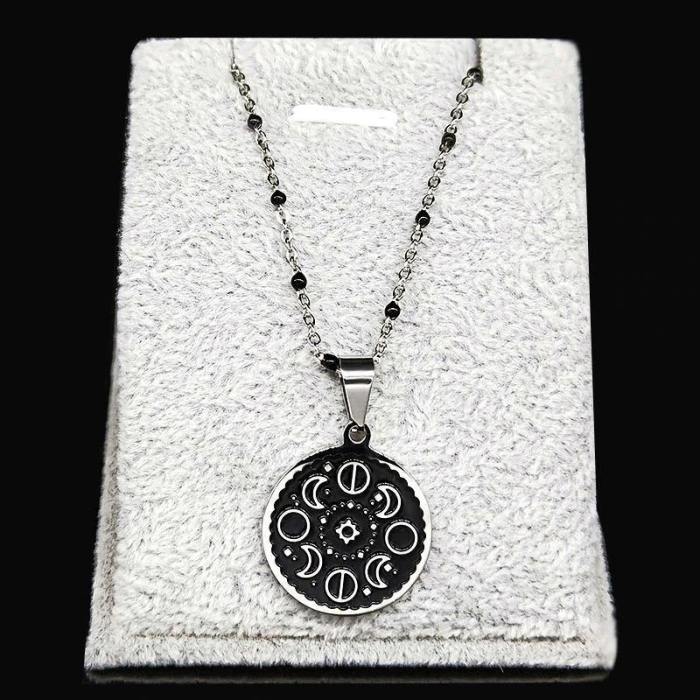 Moon Phase Stainless Steel Necklace