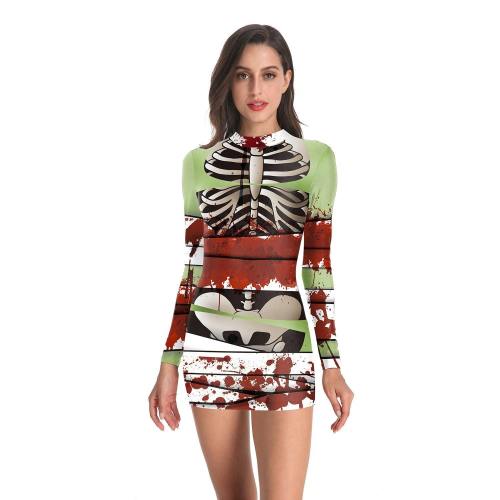 Halloween Party Sexy Dress Skull Jumpsuit Costume For Women And Girls