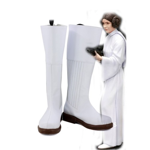 Star Wars Pricess Leia Cosplay Shoes Boots White