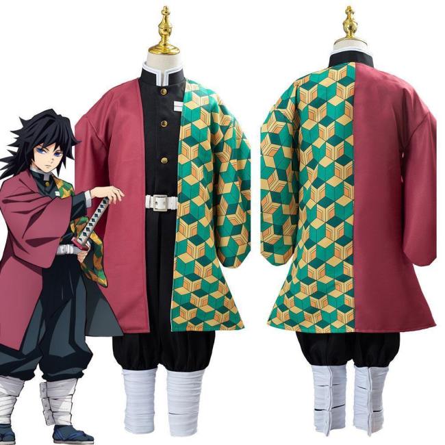 Anime Demon Slayer Kimetsu No Yaiba Tomioka Giyuu Uniform Outfit Cosplay Costume For Kids Children