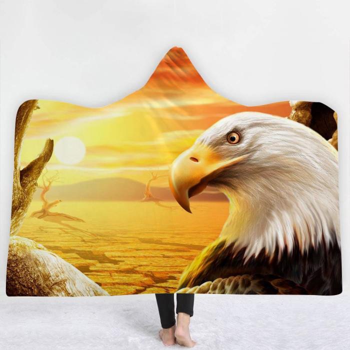 Exclusive: Usa Eagle Sunset 3D Hooded Blanket