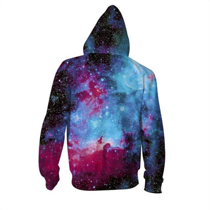 Mens Hoodies 3D Printing Holo Starry Sky Printed Fluorescence Luminous Hooded