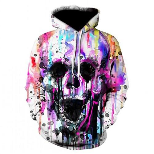 Artistic Colored Screaming Skull Hoodie