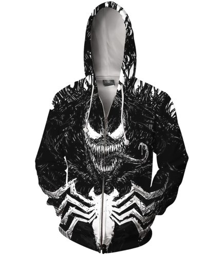 Venom Spider 3D Sanitary Clothing Digital Printed Sleeve Zipper Hoodie