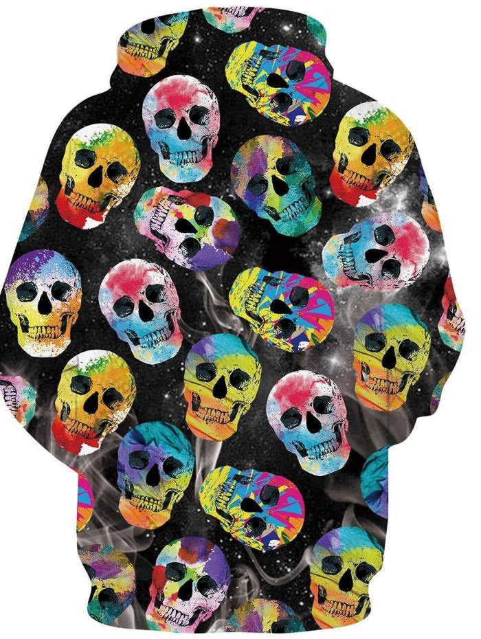Mens Hoodies 3D Printing Skeleton Printed Pattern Hooded