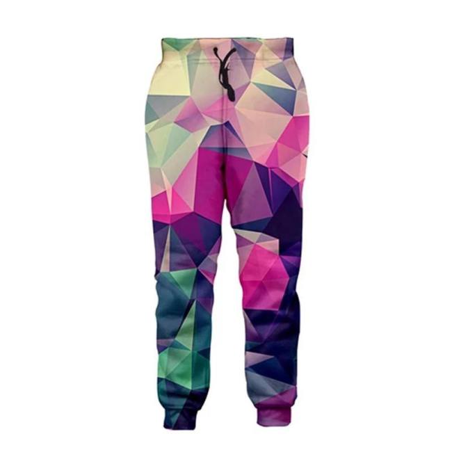 Mens Jogger Pants 3D Printing Colorful Geometric Pattern Sweatpants