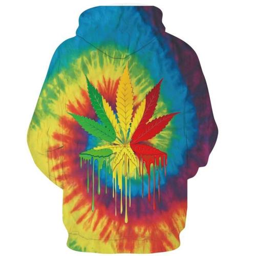 Mens Hoodies 3D Printing Hooded Maple Leaf Printed Pattern Sweatshirt