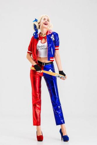 Suicide Squad Harley Quinn Costume Suit Joker Coat And Pants  For Women And Girls Cosplay