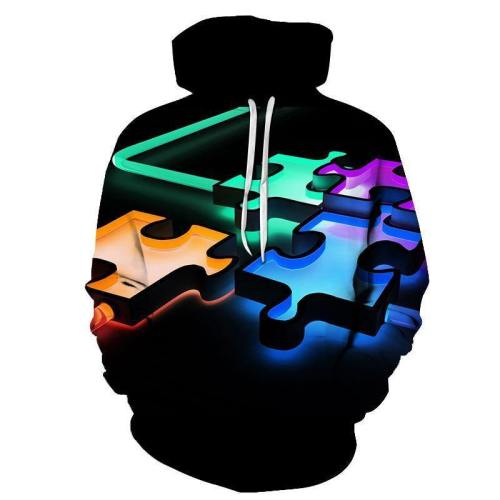 Digital Autism Puzzle 3D - Sweatshirt, Hoodie, Pullover -  Support Autism Awareness Movement