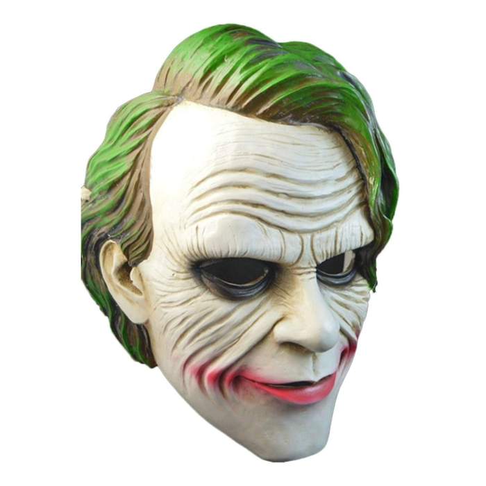 Joker Mask Green Hair Clown Mask Halloween Villain Cosplay Props