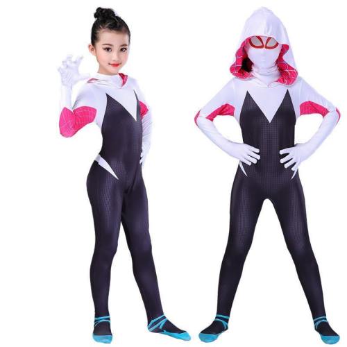 Kids Girls Adult Spider Gwen Stacy Cosplay Halloween Costumes Jumpsuit