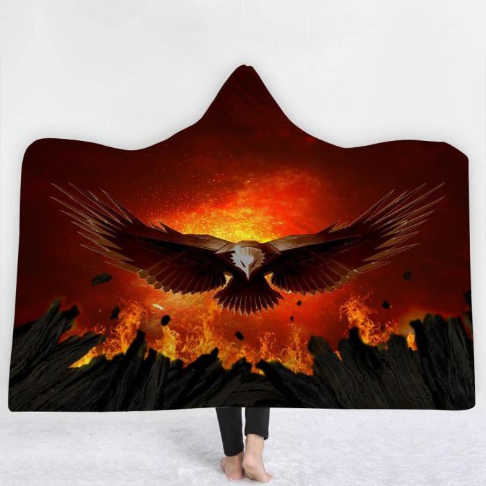 Fire Eagle 3D Hooded Blanket