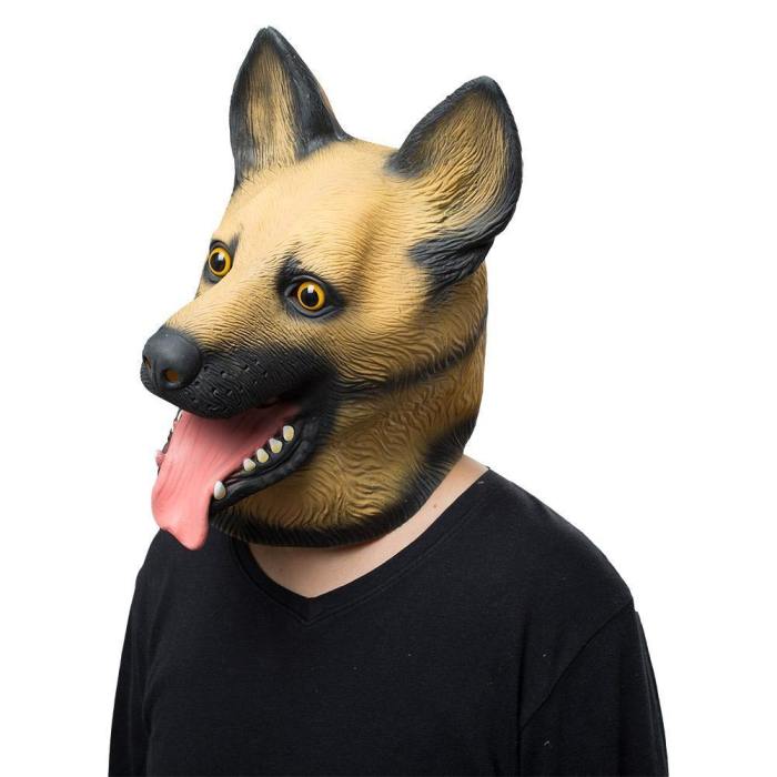 Police Dog Wolf Dog Helmet Animal Latex Helmet Adult Full Face Halloween Cosplay Props