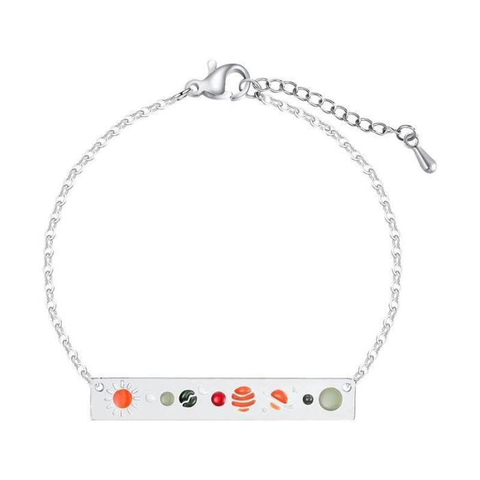 Dainty Solar System Bar Necklace And Bracelet