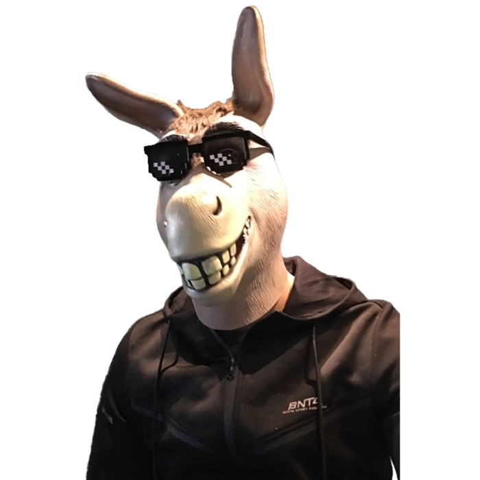 Halloween Animal Masks Grin Donkey Full Face Latex Mask