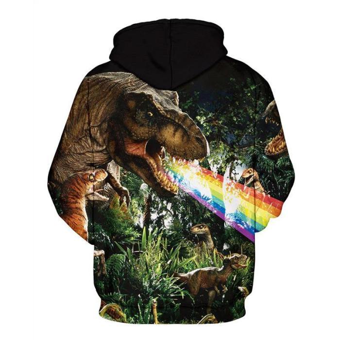 Mens Hoodies 3D Graphic Printed Ugly Dinosaur Pullover