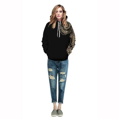 Women Black Hoodies 3D Printed Sweatshirt