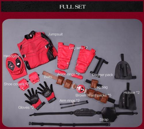 Deadpool 2 Bodysuit Deluxe Full Set Leather Outfits Cosplay Costumes