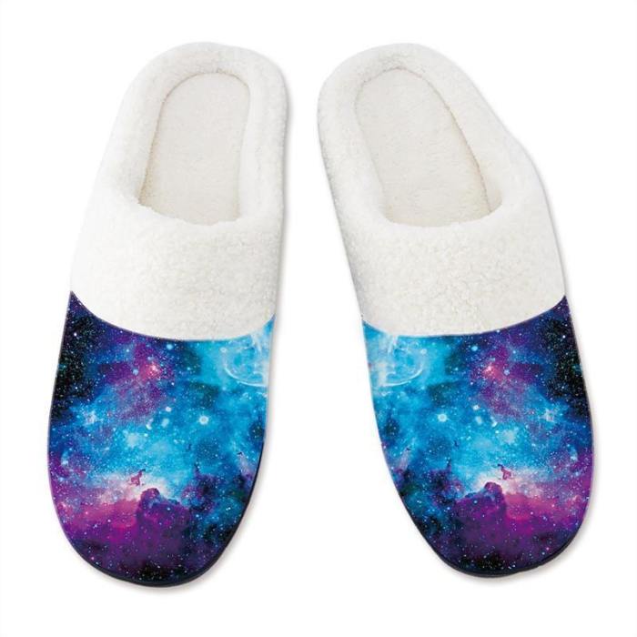 Mens 3D Printing Christmas Starry Sky Pattern Slippers