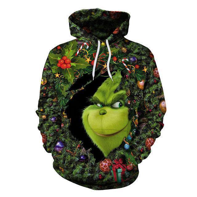 Merry Christmas The Grinch 3D Hoodies Shirt Fashion Pullovers Hoodie Streetwear Christmas Anime Hoodies