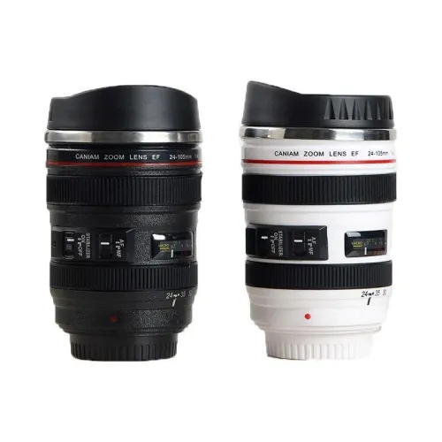 Realistic Stainless Steel Camera Lens Coffee Mug