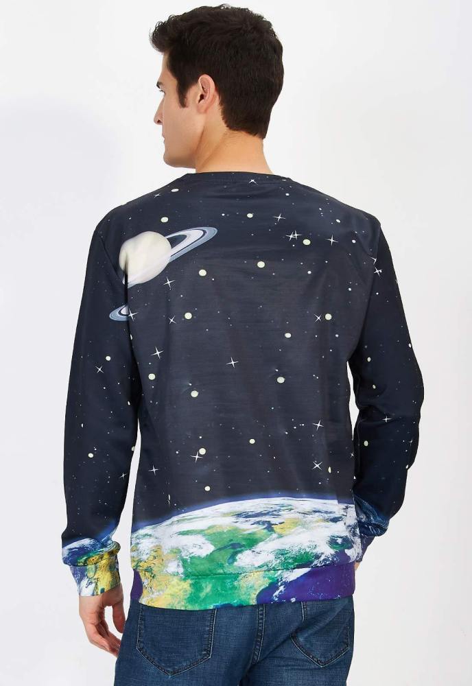 Funny Santa Riding In Galaxy Space Shirt Ugly Christmas Sweater