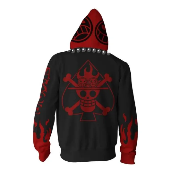 One Piece Hoodie - Portgas D. Ace Zip Up Hoodie